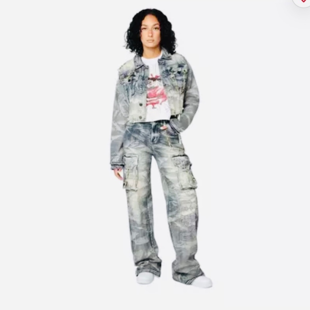 Smoke Rise Women's High Rise Wide Leg Chain Denim Pants